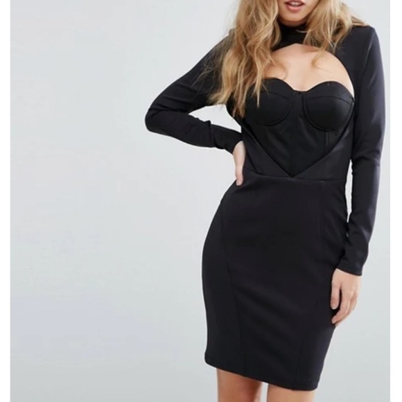 ASILIO Heavy Night Bustier Black Bodycon Cocktail Dress - Picture 1 of 11